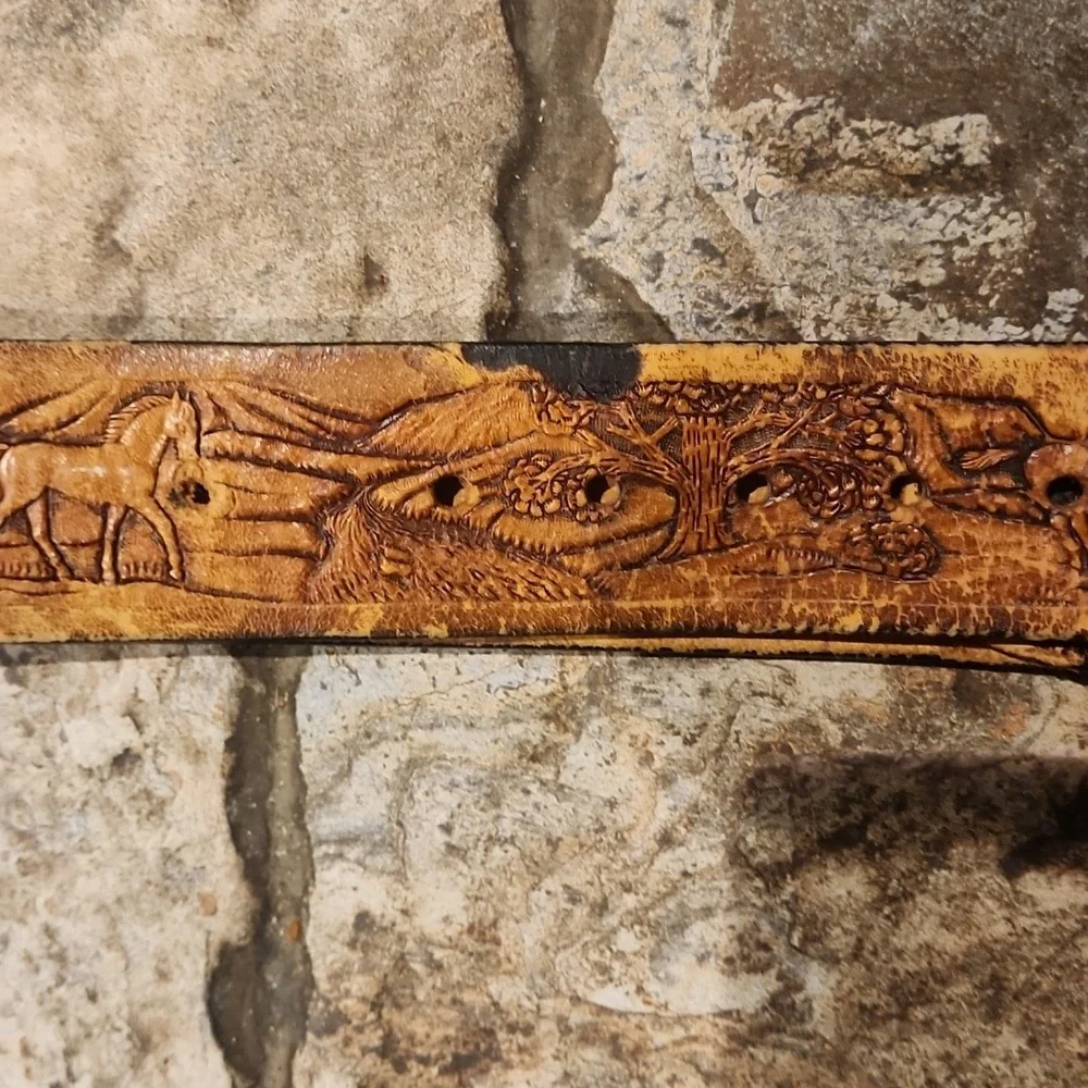 Vintage Leather Horse Belt
